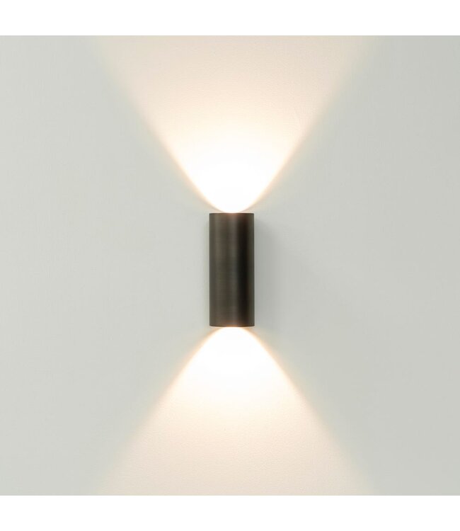Wandlamp Brons geborsteld Brody rond 2x 6w ingebouwd led ip65