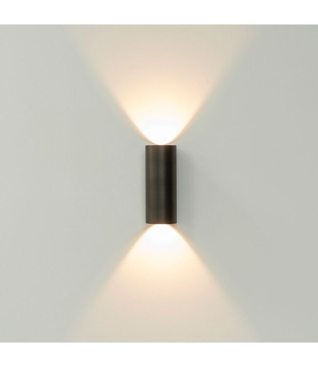 Wandlamp Brons geborsteld Brody rond 2x 6w ingebouwd led ip65