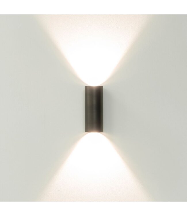 Wandlamp Brons geborsteld Brody rond 2x 6w ingebouwd led ip65