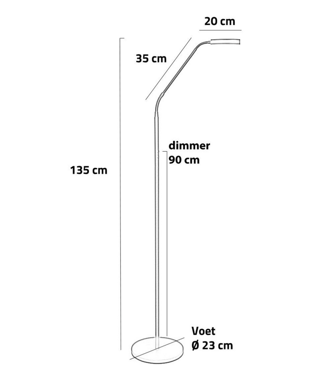 Leeslamp dim to warm-zand kleur-H145