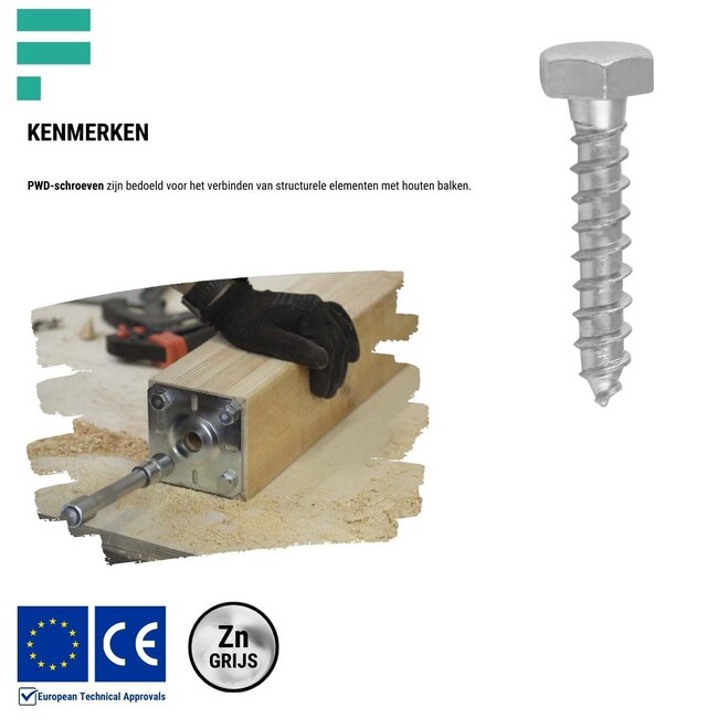 Houtdraadbout grijs verzinkt 10 x 60 mm (29 stuks)