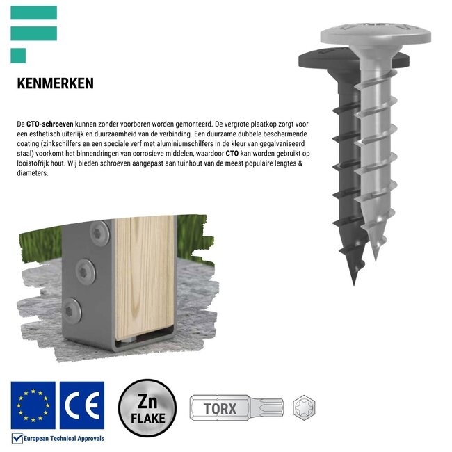 Tuinschroef zinkvlok gecoat 8 x 40 mm (100 stuks)