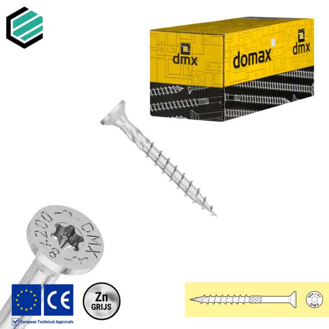 Spaanplaatschroef 4.0 x 30 mm grijs verzinkt Torx 20 (200 stuks)