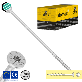 Domax  Spaanplaatschroef 8.0 x 360 mm grijs verzinkt Torx 40 (50 stuks)