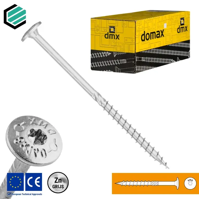 Tellerkopschroef 6.0 x 180 mm grijs verzinkt Torx 30 (100 stuks)