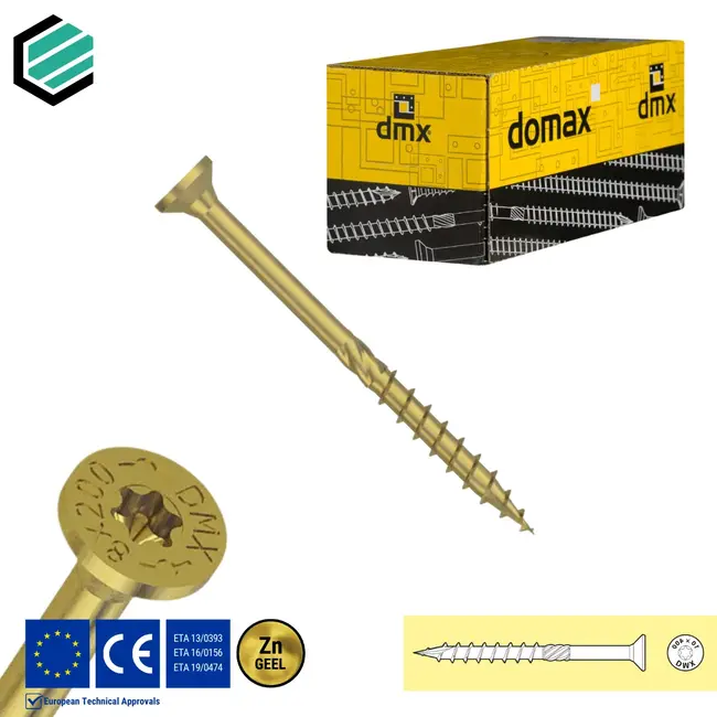 Spaanplaatschroef 8.0 x 100 mm geel verzinkt Torx 30 (100 stuks)
