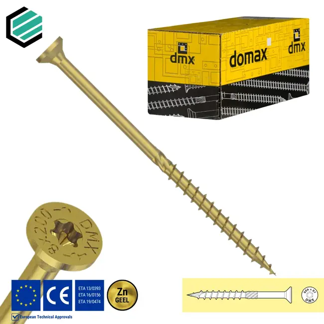 Spaanplaatschroef 10.0 x 220 mm geel verzinkt Torx 40 (50 stuks)