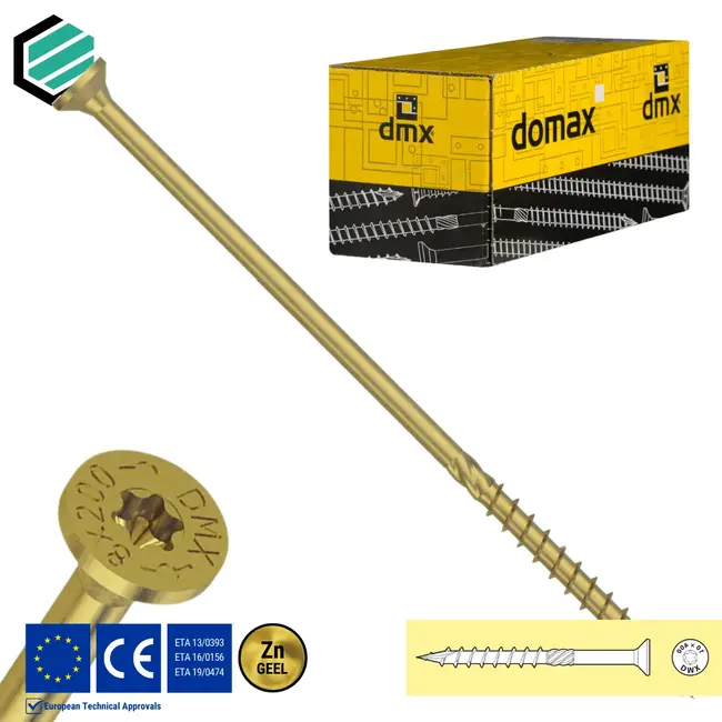 Spaanplaatschroef 10.0 x 340 mm geel verzinkt Torx 40 (50 stuks)