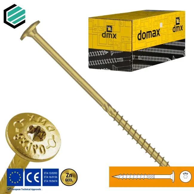 Tellerkopschroef 8.0 x 280 mm geel verzinkt Torx 40 (50 stuks)