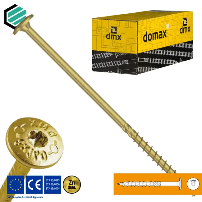 Tellerkopschroef 8.0 x 360 mm geel verzinkt Torx 40 (50 stuks)