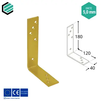 Domax  Hoekijzer 180x120x40 mm (5,0 mm) geel verzinkt (10 stuks)
