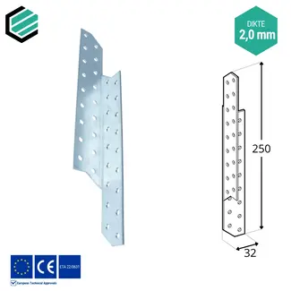 Domax  Spantanker 250x32 mm (2,0 mm) rechts verzinkt (20 stuks)