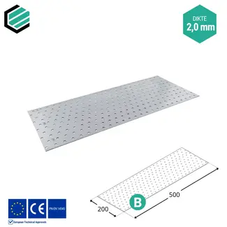 Domax  Koppelplaat 200x500 mm (2,0 mm) verzinkt (10 stuks)