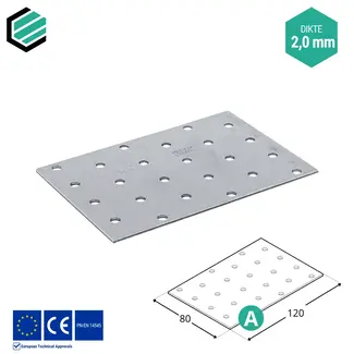 Domax  Koppelplaat 80x120 mm (2,0 mm) verzinkt (20 stuks)