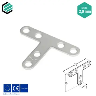 Domax  T-verbinder 70x50x13 mm (2,0 mm) verzinkt (10 stuks)