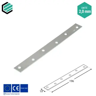 Domax  Koppelplaat 19x196 mm (2,0 mm) verzinkt (20 stuks)