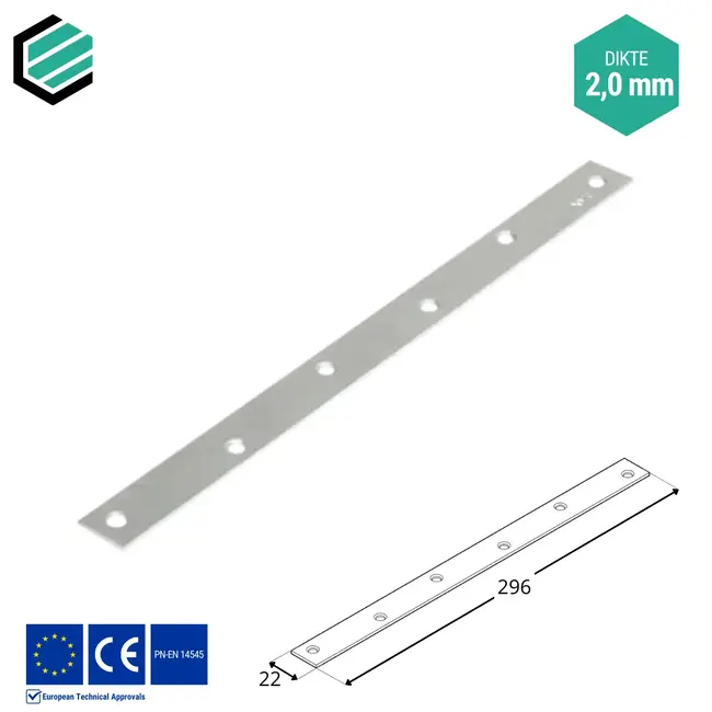 Koppelplaat 22x296 mm (2,0 mm) verzinkt (20 stuks)