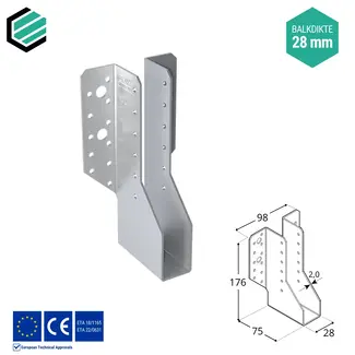 Domax  Raveeldrager 28x176x75 mm (2,0 mm) verzinkt (10 stuks)