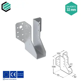 Domax  Raveeldrager 32x104x75 mm (2,0 mm) verzinkt (10 stuks)