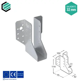Domax  Raveeldrager 32x114x75 mm (2,0 mm) verzinkt (10 stuks)