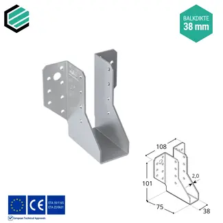 Domax  Raveeldrager 38x101x75 mm (2,0 mm) verzinkt (10 stuks)