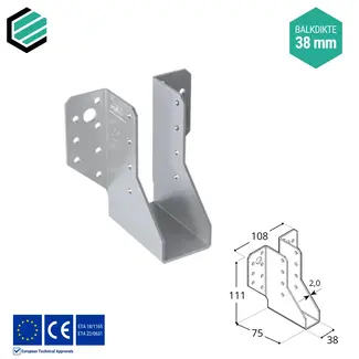 Domax  Raveeldrager 38x111x75 mm (2,0 mm) verzinkt (10 stuks)