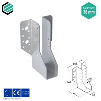 Domax  Raveeldrager 38x141 mm (2,0 mm) verzinkt (10 stuks)