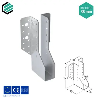 Domax  Raveeldrager 38x171x75 mm (2,0 mm) verzinkt (10 stuks)