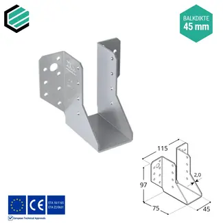 Domax  Raveeldrager 45x97x75 mm (2,0 mm) verzinkt (10 stuks)