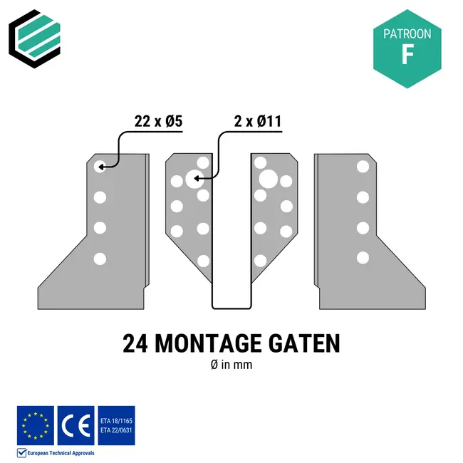 Raveeldrager 45x97 mm (2,0 mm) verzinkt (6 stuks) Zwart