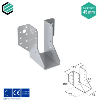 Domax  Raveeldrager 45x108x75 mm (2,0 mm) verzinkt (10 stuks)