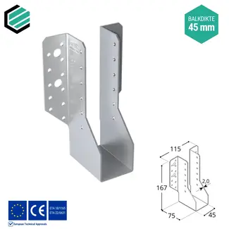 Domax  Raveeldrager 45x167x75 mm (2,0 mm) verzinkt (10 stuks)