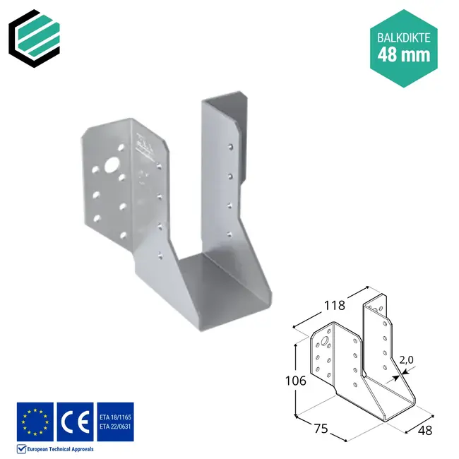 Raveeldrager 45x106 mm (2,0 mm) verzinkt (10 stuks)