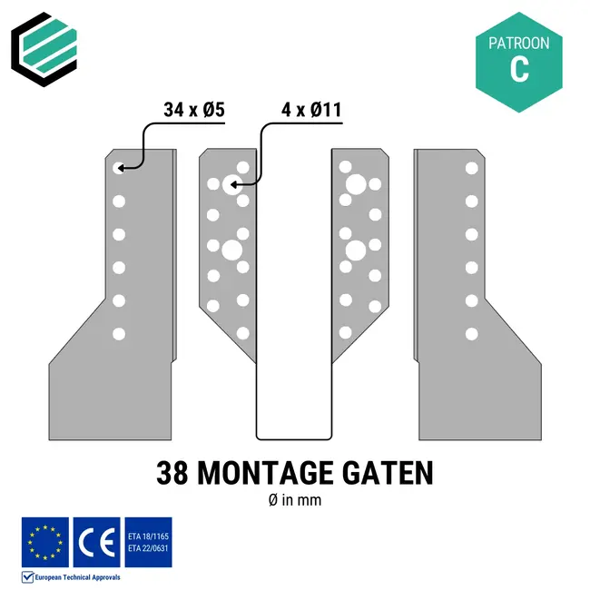 Raveeldrager 45x166x75 mm (2,0 mm) verzinkt (10 stuks)