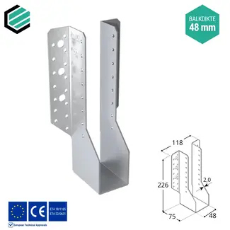 Domax  Raveeldrager 48x226x75 mm (2,0 mm) verzinkt (10 stuks)