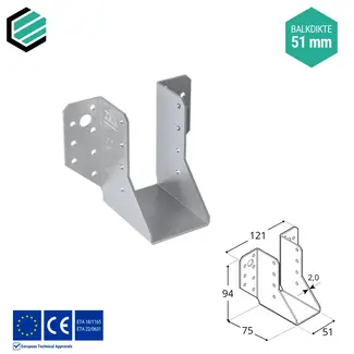 Domax  Raveeldrager 51x105x75 mm (2,0 mm) verzinkt (10 stuks)