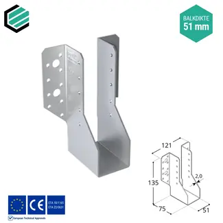 Domax  Raveeldrager 51x135 mm (2,0 mm) verzinkt (10 stuks)