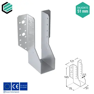 Domax  Raveeldrager 51x165x75 mm (2,0 mm) verzinkt (10 stuks)