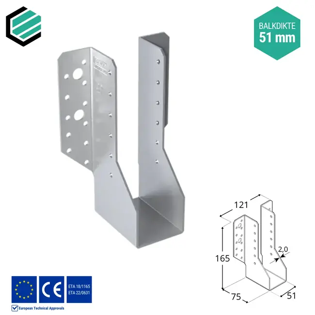 Raveeldrager 51x165 mm (2,0 mm) verzinkt (10 stuks)