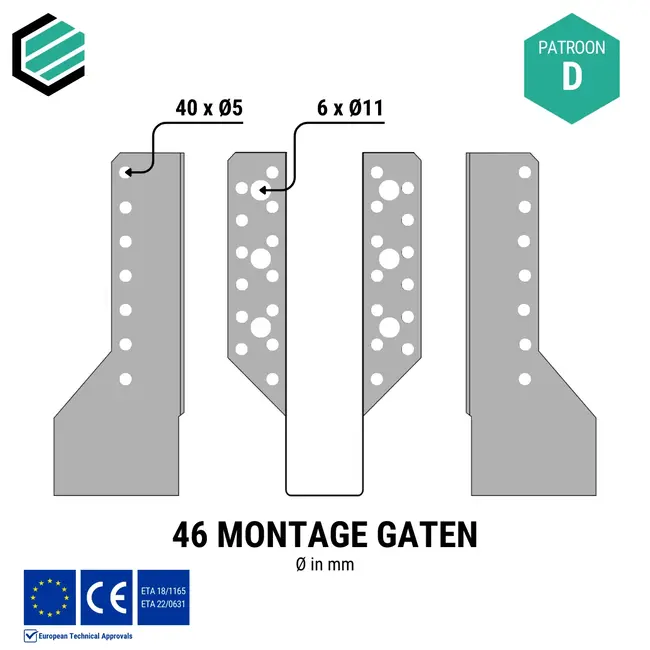 Raveeldrager 51x195x75 mm (2,0 mm) verzinkt (10 stuks)