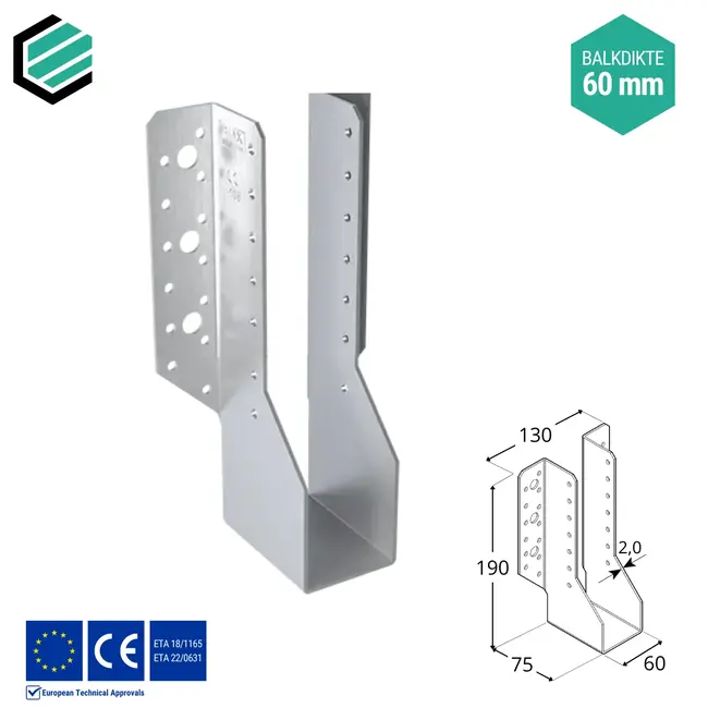 Raveeldrager 60x190 mm (2,0 mm) verzinkt (10 stuks)
