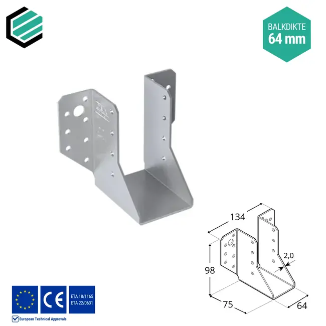 Raveeldrager 64x98 mm (2,0 mm) verzinkt (10 stuks)