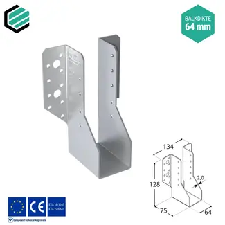 Domax  Raveeldrager 64x128x75 mm (2,0 mm) verzinkt (10 stuks)