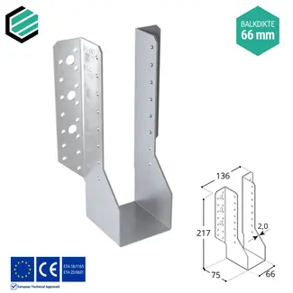 Domax  Raveeldrager 66x217x75 mm (2,0 mm) verzinkt (10 stuks)