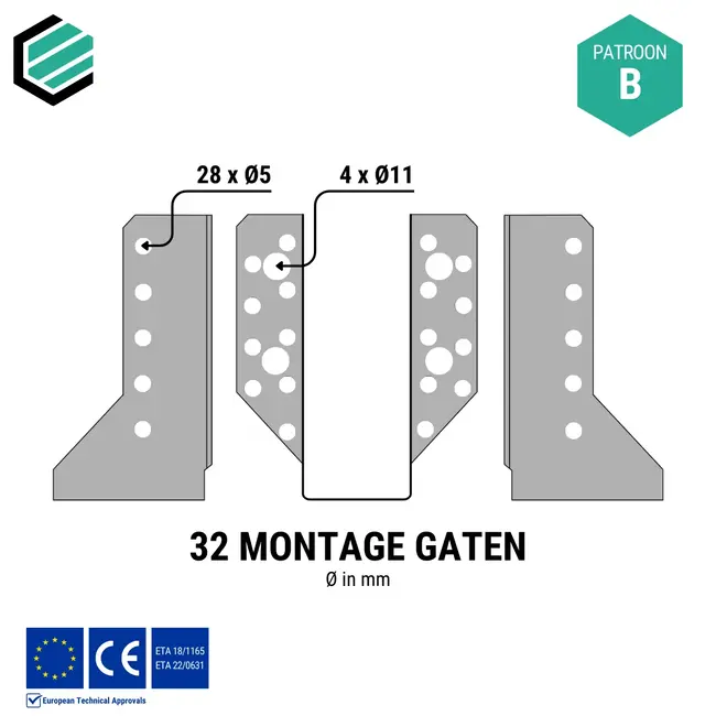 Raveeldrager 70x125x75 mm (2,0 mm) verzinkt (10 stuks)