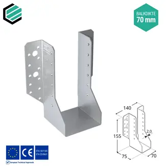 Domax  Raveeldrager 70x155x75 mm (2,0 mm) verzinkt (10 stuks)