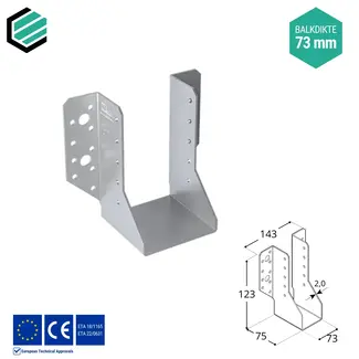 Domax  Raveeldrager 73x123x75 mm (2,0 mm) verzinkt (10 stuks)