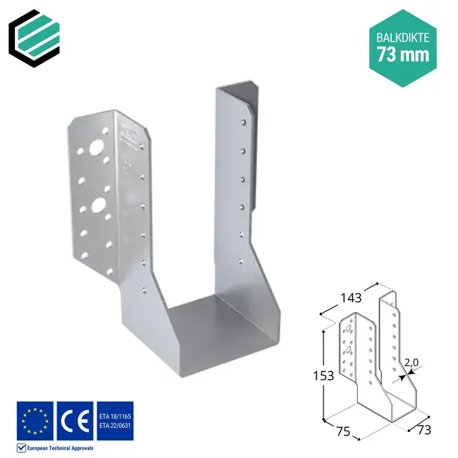 Raveeldrager 73x153 mm (2,0 mm) verzinkt (10 stuks)