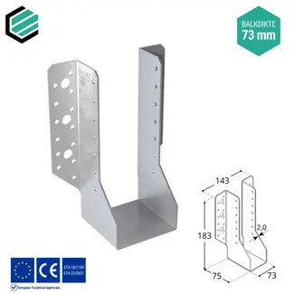 Domax  Raveeldrager 73x183x75 mm (2,0 mm) verzinkt (10 stuks)