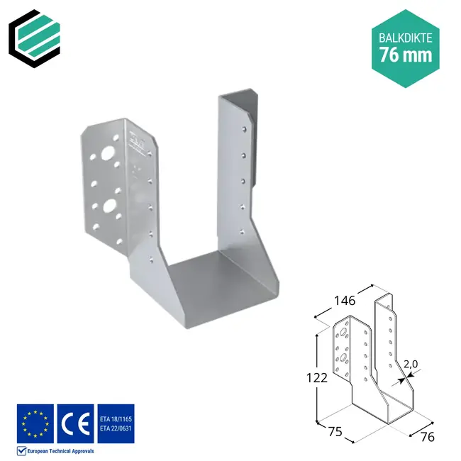 Raveeldrager 76x122 mm (2,0 mm) verzinkt (10 stuks)